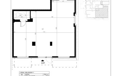 Rzut - Lokal użytkowy na sprzedaż 1 pokój o powierzchni 98,73 m² - numer LU1 w Trybuny Ludów 3