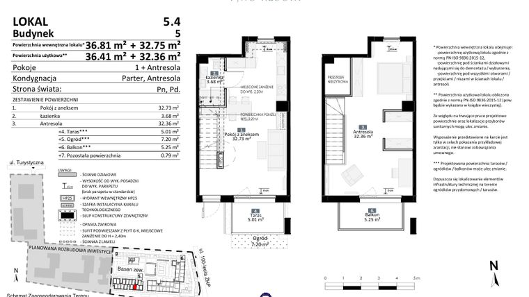 Rzut - Mieszkanie na sprzedaż 2 pokoje o powierzchni 68,84 m² - numer 5.04 w Pino Resort