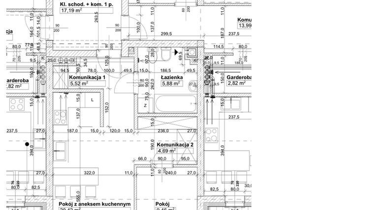 Rzut - Mieszkanie na sprzedaż 2 pokoje o powierzchni 45,97 m² - numer P5 w Osiedle Stara Cegielnia etap VII