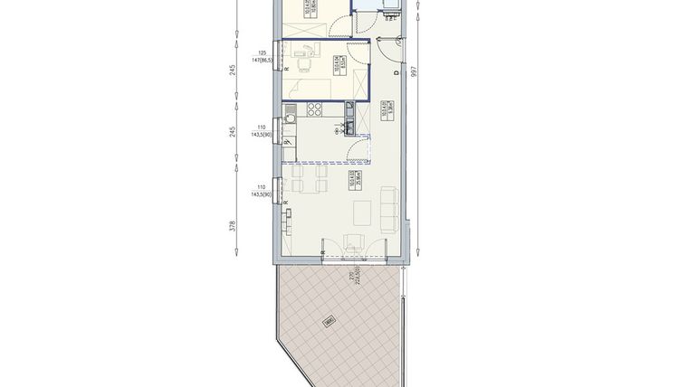Rzut - Mieszkanie na sprzedaż 3 pokoje o powierzchni 59,39 m² - numer K2 10/0/4/3a w Południk 17 - budynek K2