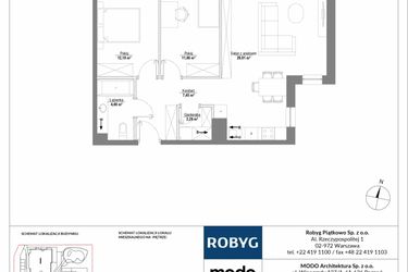Rzut - Mieszkanie na sprzedaż 3 pokoje o powierzchni 68,16 m² - numer H1_2M03 w Piątkowo Residence etap II