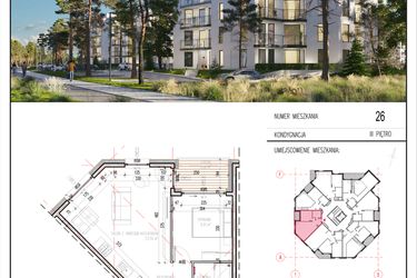 Rzut - Mieszkanie na sprzedaż 2 pokoje o powierzchni 42,89 m² - numer 26 w Grasera 12