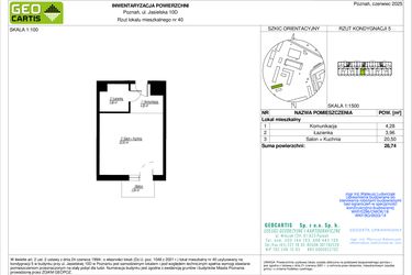 Rzut - Mieszkanie na sprzedaż 1 pokój o powierzchni 28,74 m² - numer 10D/40 w Jasielska 8C etap II