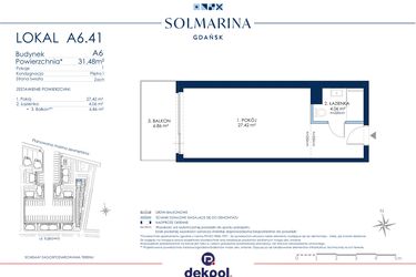 Rzut - Mieszkanie na sprzedaż 1 pokój o powierzchni 31,38 m² - numer A6.41 w Grano Hotel Solmarina
