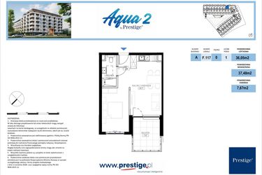 Rzut - Mieszkanie na sprzedaż 1 pokój o powierzchni 37,48 m² - numer F.117 w Bel Mare (Międzyzdroje)