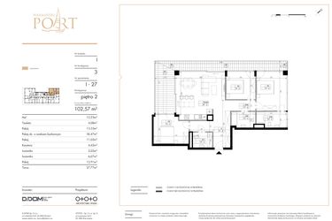 Rzut - Mieszkanie na sprzedaż 3 pokoje o powierzchni 102,57 m² - numer I_27 w Warmiński Port etap V