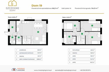 Rzut - Dom na sprzedaż 4 pokoje o powierzchni 89,57 m² - numer 19 w Szczodre Domy