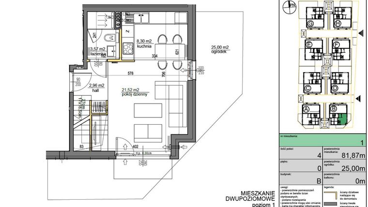 Rzut - Mieszkanie na sprzedaż 4 pokoje o powierzchni 78,35 m² - numer B1 w Piastów Park