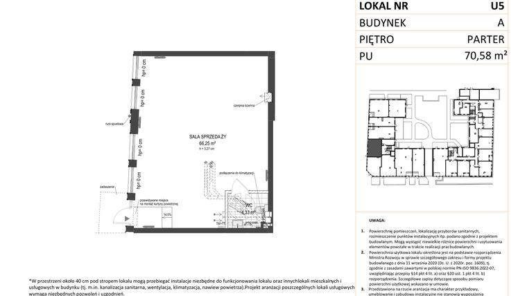 Rzut - Lokal użytkowy na sprzedaż 1 pokój o powierzchni 70,58 m² - numer 5 w Esencja