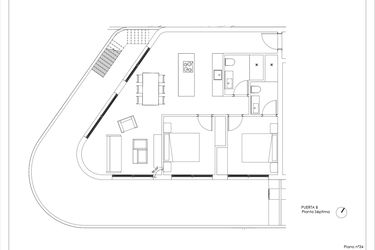 Rzut - Mieszkanie na sprzedaż 2 pokoje o powierzchni 138 m² - numer 7-B w Mieszkania w Calpe - 94000145