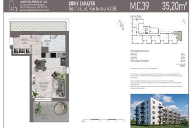 Rzut - Mieszkanie na sprzedaż 1 pokój o powierzchni 35,2 m² - numer M.C.39 w Cichy Zakątek