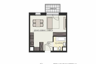 Rzut - Mieszkanie na sprzedaż 1 pokój o powierzchni 32,42 m² - numer 83 w Osiedle Platinum III