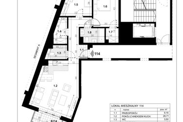 Rzut - Mieszkanie na sprzedaż 3 pokoje o powierzchni 73,73 m² - numer C.114 w Przewóz 4