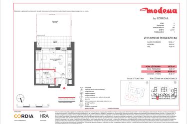 Rzut - Mieszkanie na sprzedaż 1 pokój o powierzchni 29,75 m² - numer A.146 w Modena II