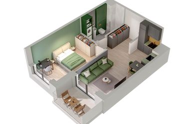 Rzut - Mieszkanie na sprzedaż 2 pokoje o powierzchni 39,02 m² - numer C.21.B w Quercus bud. C