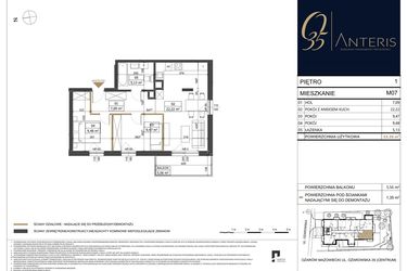 Rzut - Mieszkanie na sprzedaż 3 pokoje o powierzchni 53,39 m² - numer M.07 w Ożarowska 35