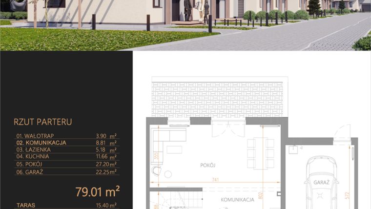Rzut - Dom na sprzedaż 5 pokoi o powierzchni 143,14 m² - numer E2 w Oaza Tyniecka