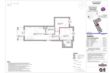 Rzut - Mieszkanie na sprzedaż 3 pokoje o powierzchni 63,71 m² - numer 15_B033 w Miasto Moje 8