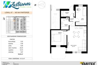 Rzut - Mieszkanie na sprzedaż 3 pokoje o powierzchni 53,03 m² - numer A.7 w Zastawna OdNova