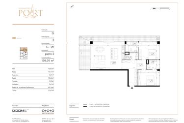 Rzut - Mieszkanie na sprzedaż 3 pokoje o powierzchni 101,01 m² - numer G_9 w Warmiński Port etap V