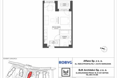 Rzut - Mieszkanie na sprzedaż 1 pokój o powierzchni 33,08 m² - numer A.1M03 w WENDY