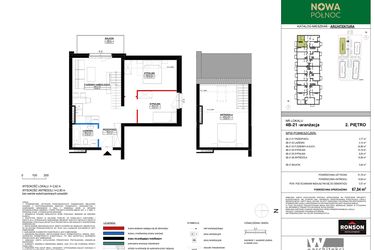 Rzut - Mieszkanie na sprzedaż 4 pokoje o powierzchni 65,3 m² - numer 4B_21 w Nowa Północ etap 2