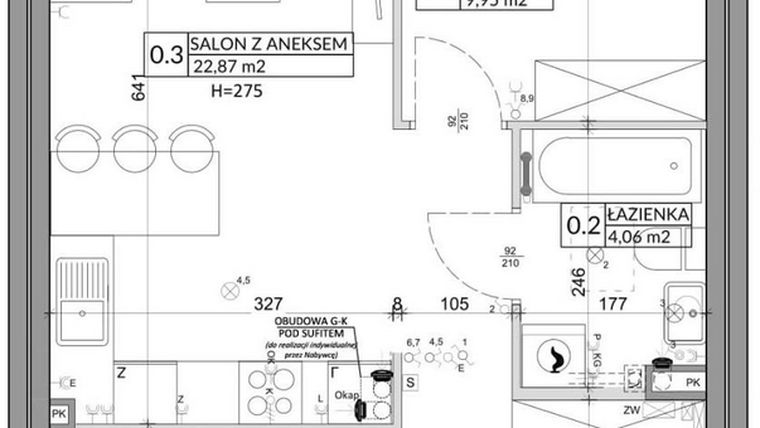 Rzut - Mieszkanie na sprzedaż 3 pokoje o powierzchni 57,39 m² - numer 53A w Osiedle Młodych etap VIII