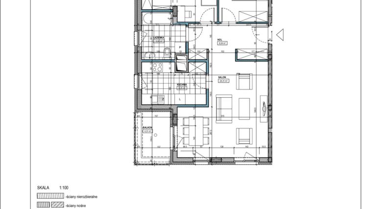 Rzut - Mieszkanie na sprzedaż 3 pokoje o powierzchni 71,28 m² - numer A2.16 w Osiedle Morena II