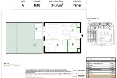 Rzut - Mieszkanie na sprzedaż 2 pokoje o powierzchni 34,78 m² - numer M10 w Zagórskie Tarasy