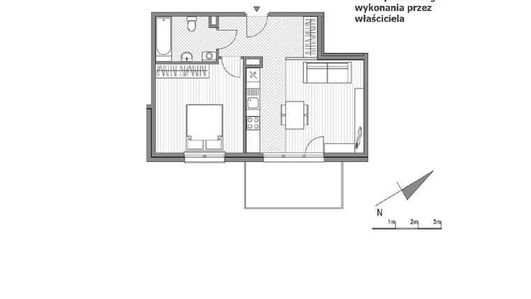 Rzut - Mieszkanie na sprzedaż 2 pokoje o powierzchni 48,19 m² - numer 1.1-9 w Stawowa