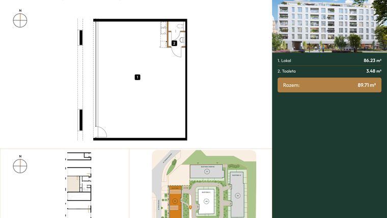 Rzut - Lokal użytkowy na sprzedaż 1 pokój o powierzchni 89,71 m² - numer LU3 w Wierzbowa 20