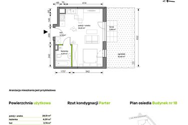 Rzut - Mieszkanie na sprzedaż 1 pokój o powierzchni 32,34 m² - numer 18/072 w Trzcinowa Vita