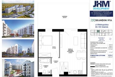 Rzut - Mieszkanie na sprzedaż 2 pokoje o powierzchni 42,8 m² - numer A.0.8 w Skandinavia