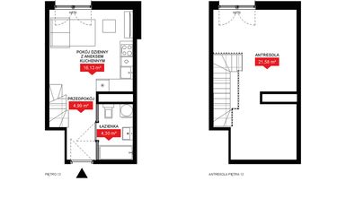 Rzut - Mieszkanie na sprzedaż 1 pokój o powierzchni 47 m² - numer A2 368 w 29L