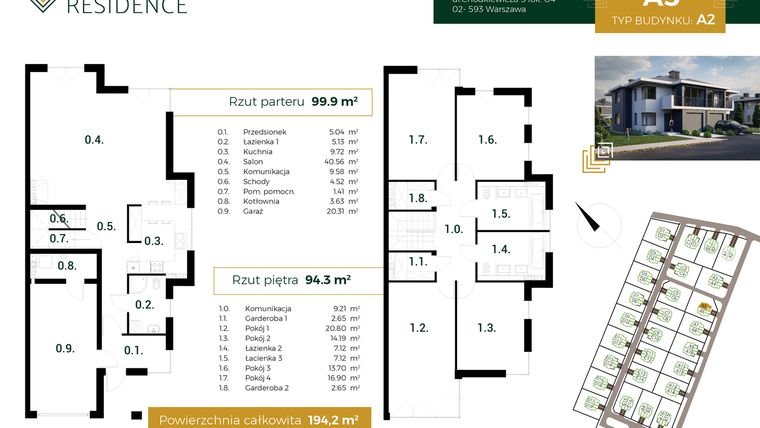 Rzut - Dom na sprzedaż 6 pokoi o powierzchni 193,73 m² - numer A.5 w Forest Residence II
