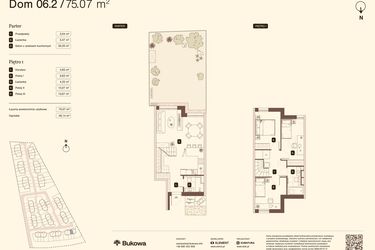 Rzut - Mieszkanie na sprzedaż 4 pokoje o powierzchni 75,07 m² - numer 06.2 w Bukowa