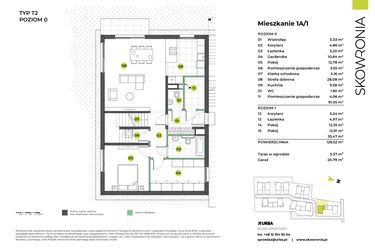 Rzut - Mieszkanie na sprzedaż 4 pokoje o powierzchni 126,52 m² - numer 1AL/1 w Skowronia