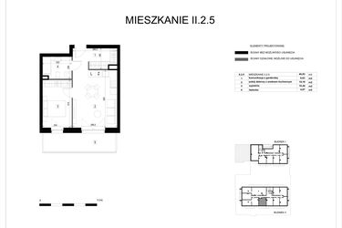 Rzut - Mieszkanie na sprzedaż 2 pokoje o powierzchni 40,93 m² - numer II.2.5 w Pryncypalna 66