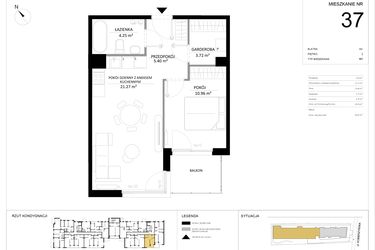 Rzut - Mieszkanie na sprzedaż 2 pokoje o powierzchni 45,6 m² - numer 37 w SILO