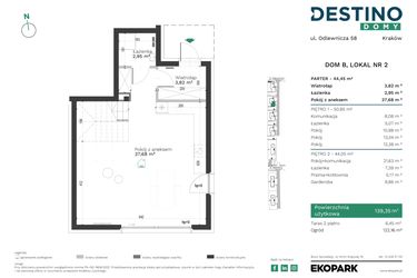 Rzut - Dom na sprzedaż 5 pokoi o powierzchni 139,35 m² - numer B2 w Destino Domy