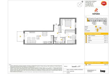 Rzut - Mieszkanie na sprzedaż 3 pokoje o powierzchni 56,05 m² - numer A.115 w Osiedle Rapsodia
