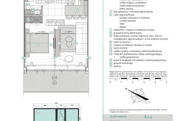 Rzut - Mieszkanie na sprzedaż 1 pokój o powierzchni 42,5 m² - numer A.1.5 w Remedium