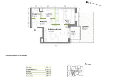 Rzut - Mieszkanie na sprzedaż 2 pokoje o powierzchni 36,78 m² - numer B.A.0.01 w Głębocka Vita