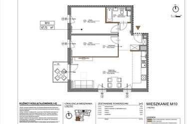 Rzut - Mieszkanie na sprzedaż 3 pokoje o powierzchni 67,73 m² - numer M10 w Kuźnicy Kołłątajowskiej 42