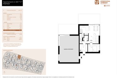 Rzut - Mieszkanie na sprzedaż 5 pokoi o powierzchni 101,03 m² - numer A21 w Kosocicka Ambient