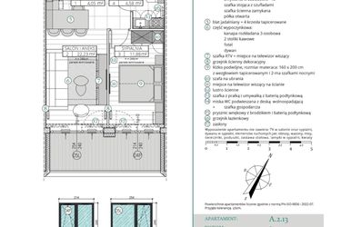 Rzut - Mieszkanie na sprzedaż 2 pokoje o powierzchni 42,84 m² - numer A.2.13 (pokazowy) w Remedium