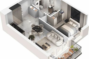 Rzut - Mieszkanie na sprzedaż 2 pokoje o powierzchni 40,53 m² - numer WO/P35/30 w Wiszące Ogrody