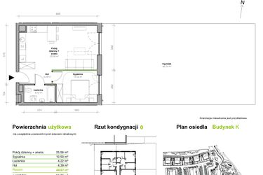 Rzut - Mieszkanie na sprzedaż 2 pokoje o powierzchni 44,67 m² - numer K.0.M05 w Przemyska Vita