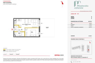 Rzut - Mieszkanie na sprzedaż 2 pokoje o powierzchni 40,4 m² - numer 131 w Miasteczko Julianów