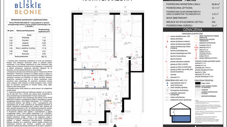 Rzut - Mieszkanie na sprzedaż 3 pokoje o powierzchni 49,12 m² - numer A7-1 w Bliskie Błonie